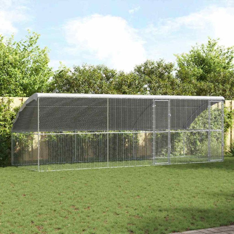 vidaXL Κλουβί για κότες 3 τμχ. Ασημί 600 x 200 x 200 εκ.