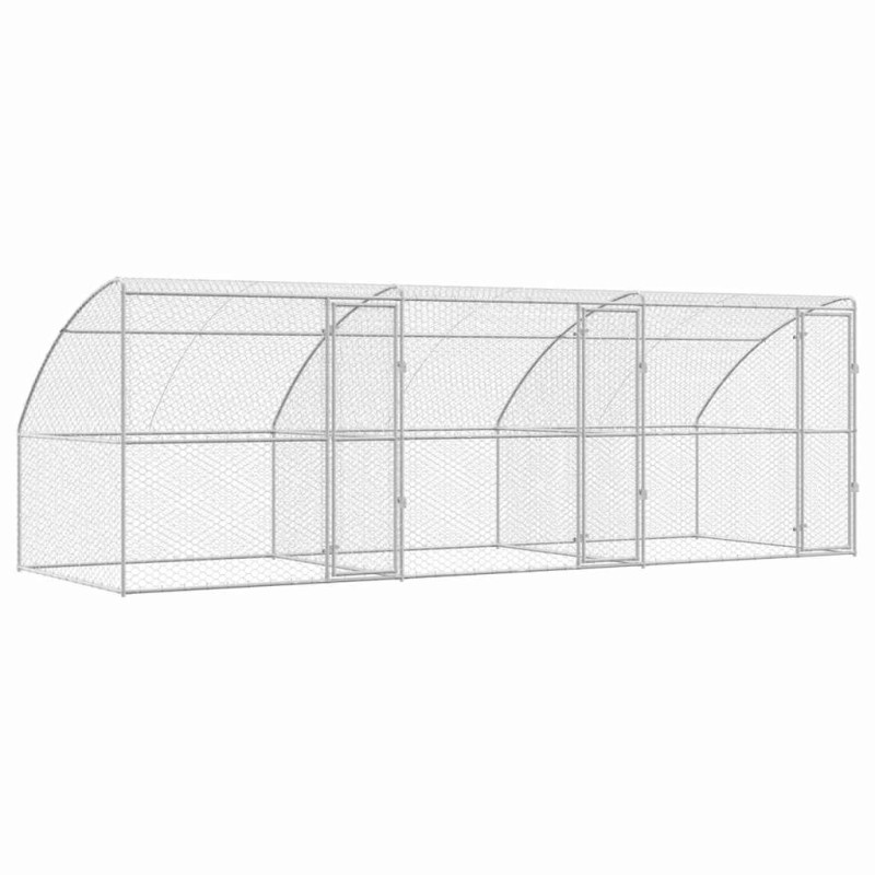 vidaXL Κλουβί Σκύλου 3 τμχ. Ασημί 6 x 2 x 2 m Γαλβανισμένος χάλυβας