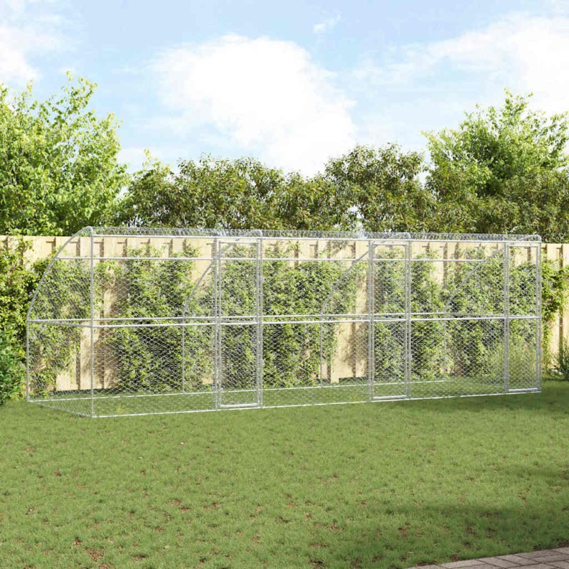 vidaXL Κλουβί Σκύλου 3 τμχ. Ασημί 6 x 2 x 2 m Γαλβανισμένος χάλυβας