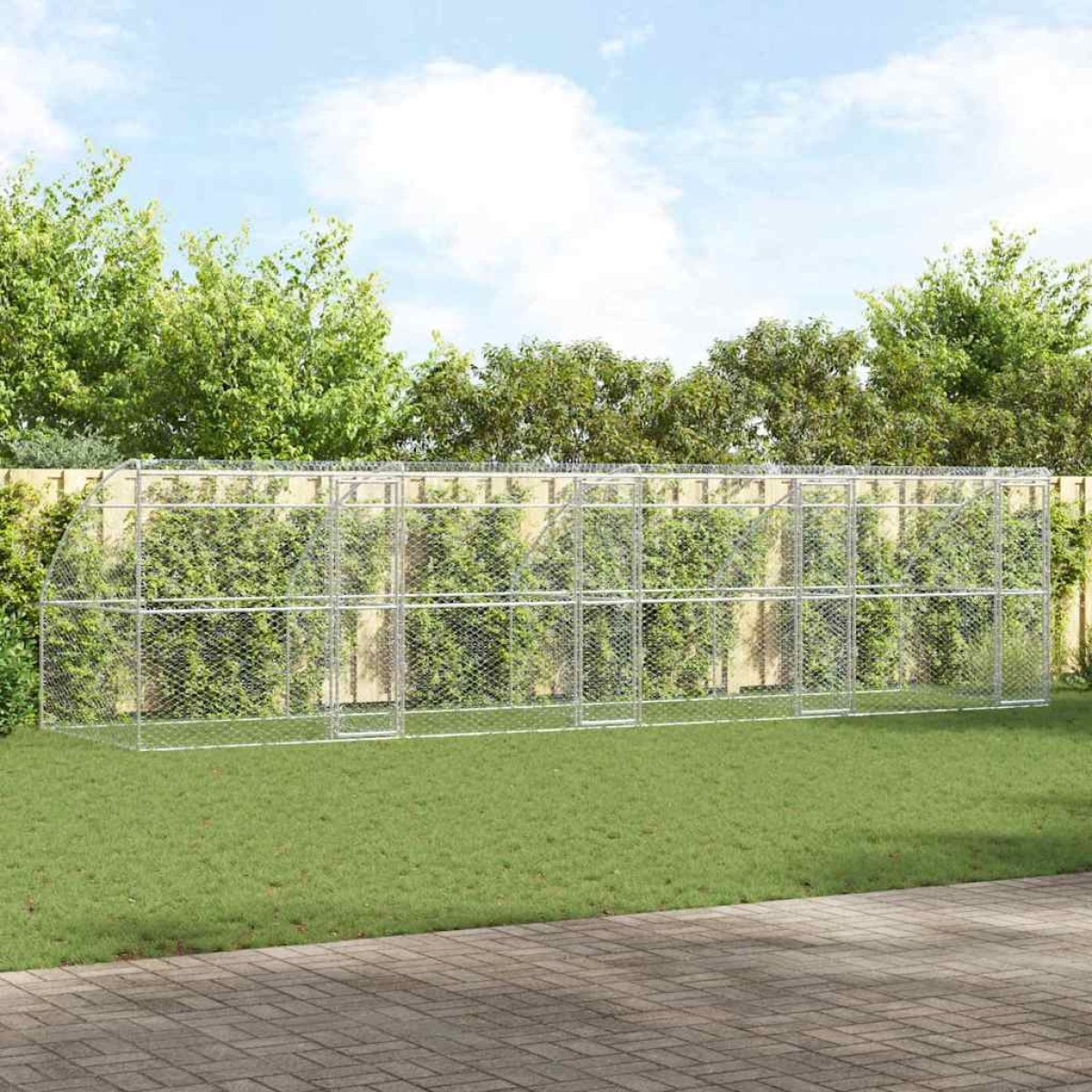 vidaXL Κλουβί Σκύλου 4 τμχ. Ασημί 8 x 2 x 2 m Γαλβανισμένος χάλυβας