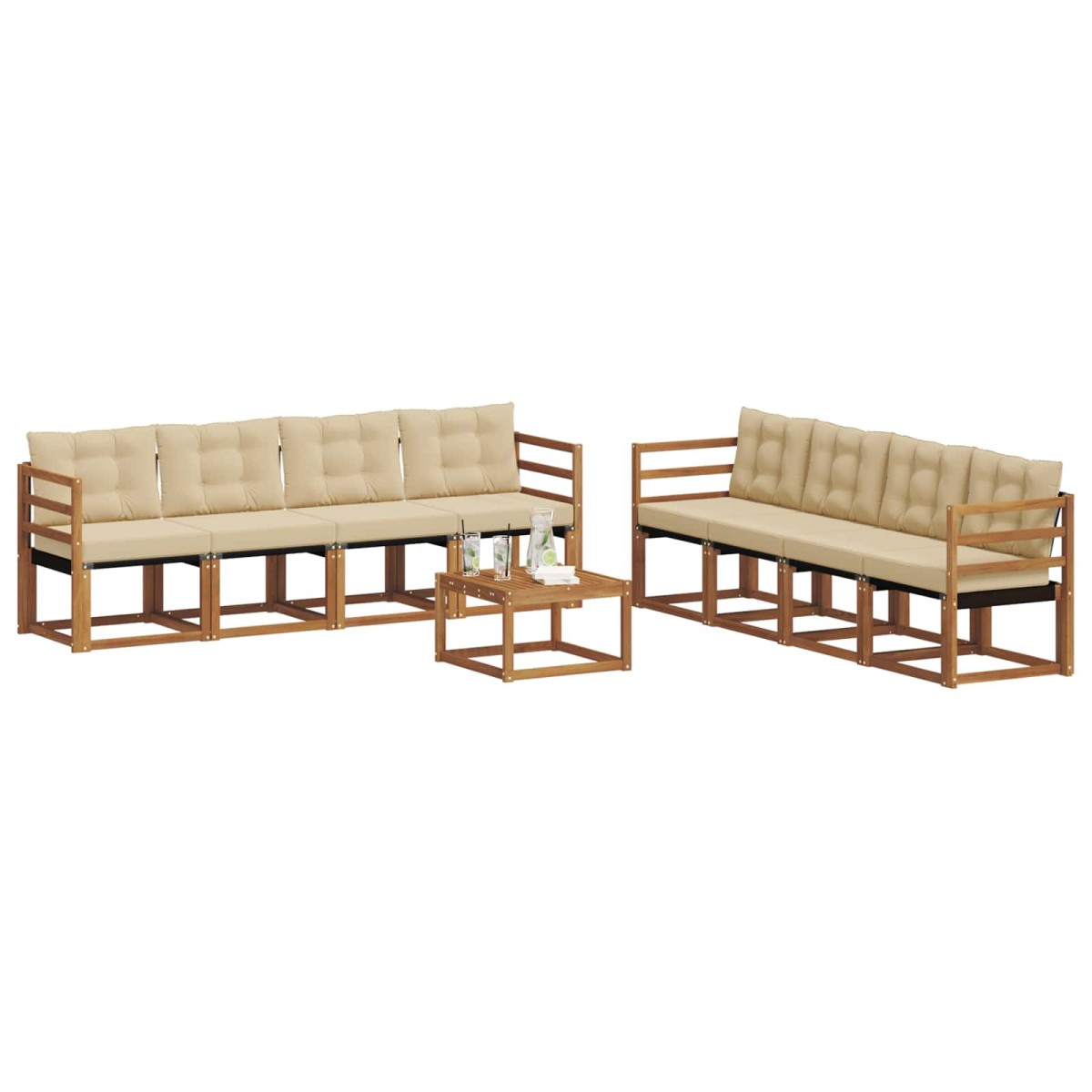 vidaXL Σειρά Καναπέ Εξωτερικού 9 τμχ. Φυσικό και Μπεζ