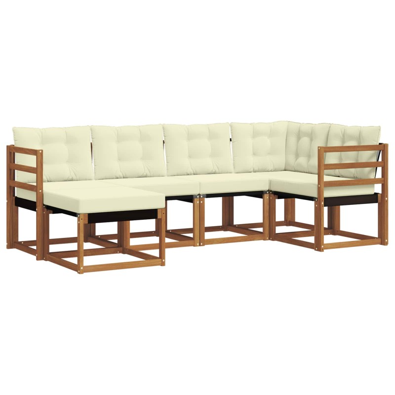 vidaXL Σειρά Καναπέ Εξωτερικού 6 τμχ. Φυσικό και Κρέμα