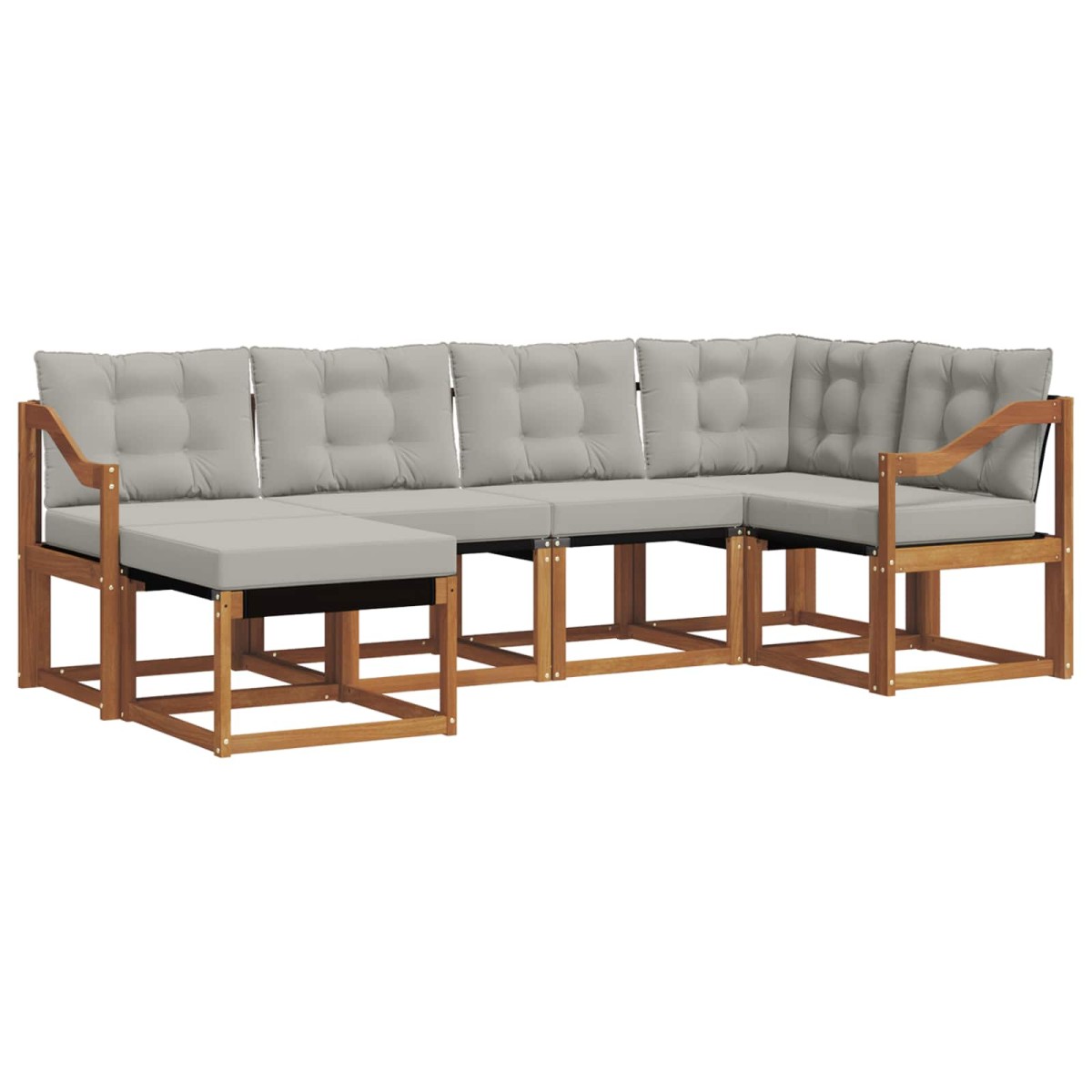 vidaXL Σειρά Καναπέ Εξωτερικού 6 τμχ. Φυσικό και Ανοιχτό Γκρι