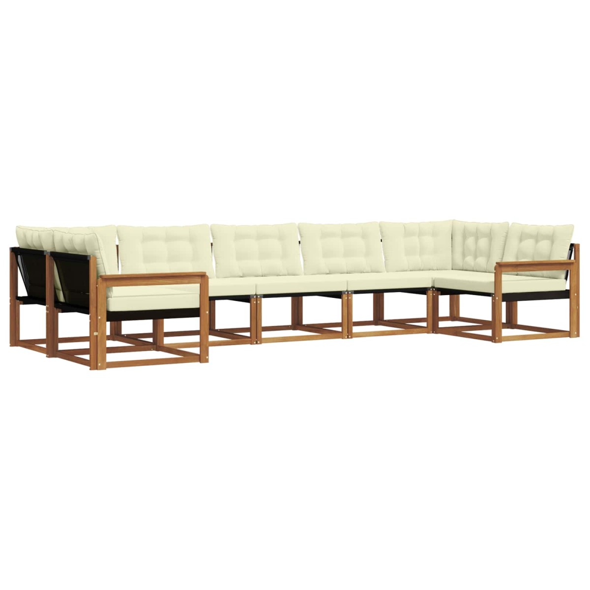 vidaXL Σειρά Καναπέ Εξωτερικού 7 τμχ. Φυσικό και Κρέμα