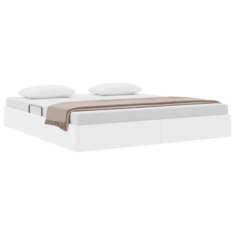 vidaXL Κρεβάτι Αποθήκης Καθαρό Λευκό 183 x 213 cm Τεχνητό δέρμα