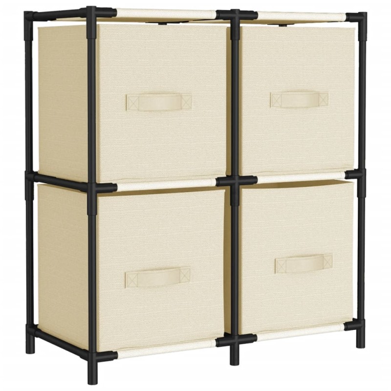 vidaXL Ντουλάπι με 4 Υφασμάτινα Καλάθια Κρεμ 63x30x71 εκ. από Ατσάλι
