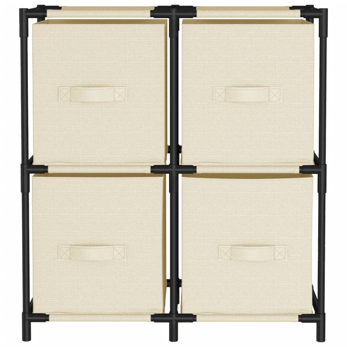 vidaXL Ντουλάπι με 4 Υφασμάτινα Καλάθια Κρεμ 63x30x71 εκ. από Ατσάλι