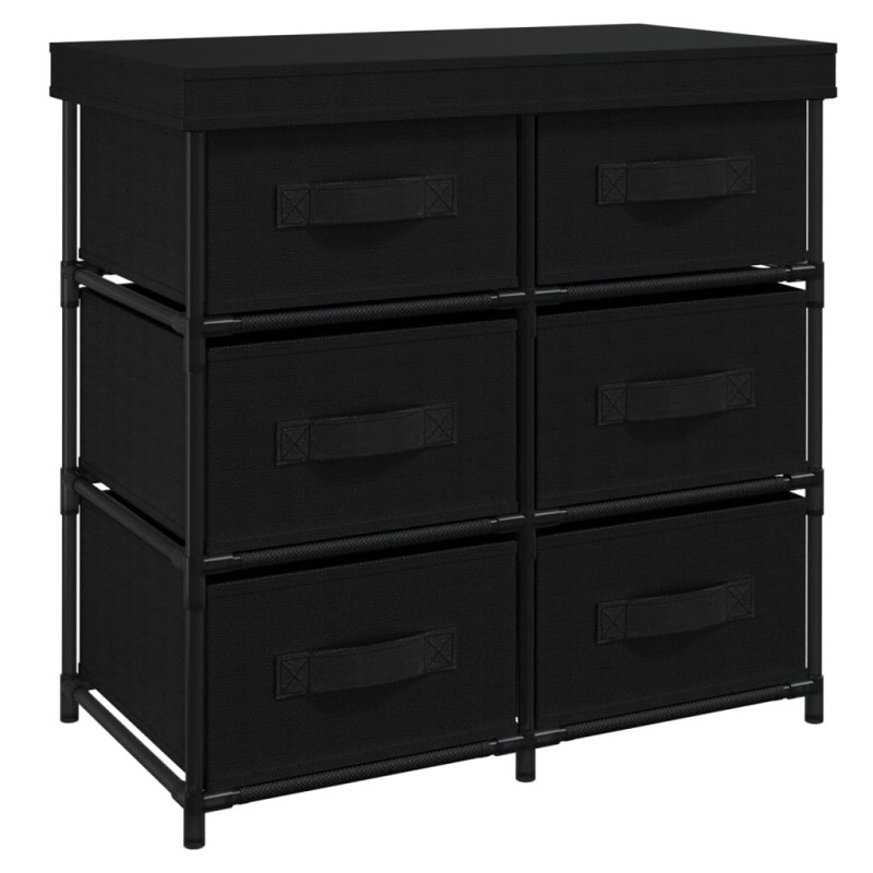 337257 vidaXL Ντουλάπι με 6 Συρτάρια Μαύρο 55x29x55 εκ. Ατσάλι
