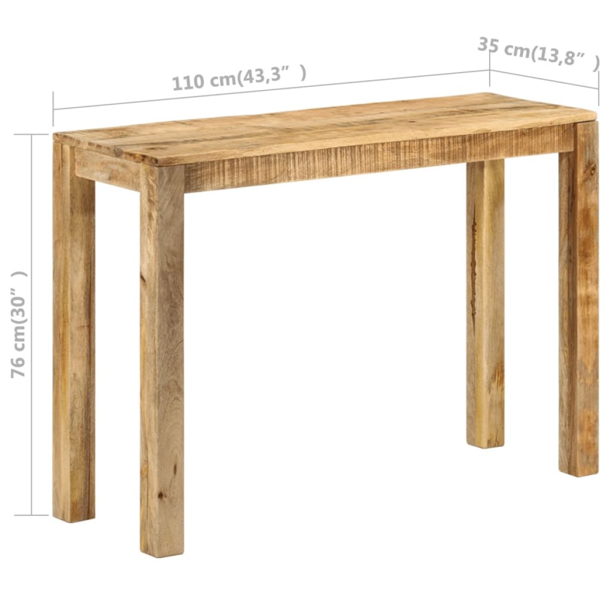 vidaXL Κονσόλα Τραπέζι 110 x 35 x 76 εκ. από Ακατέργαστο Ξύλο Μάνγκο