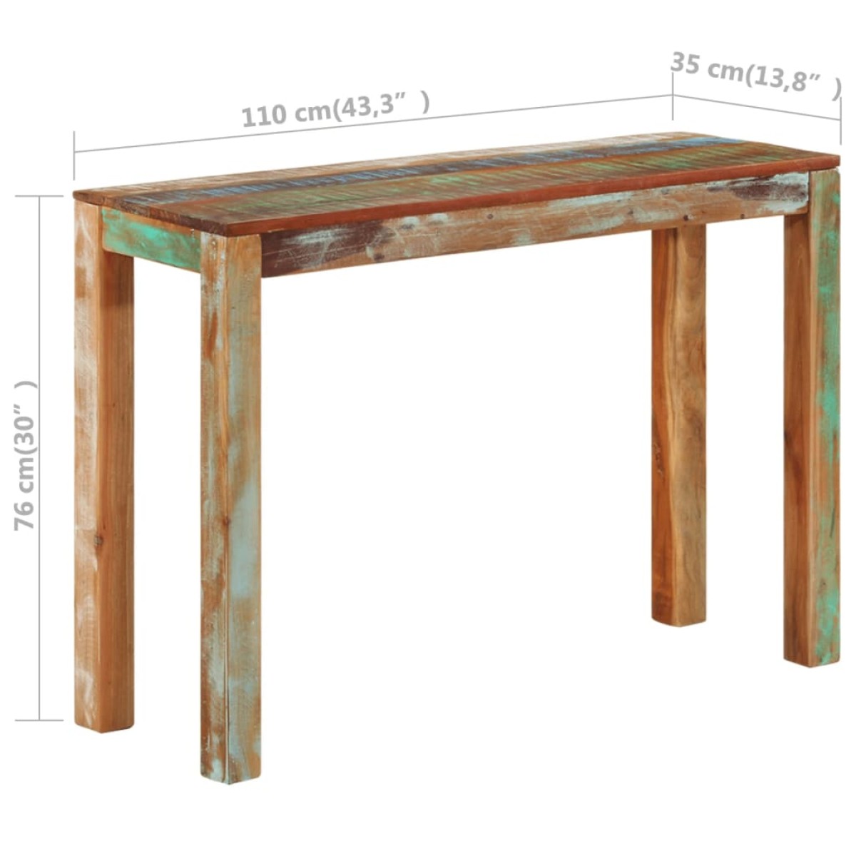 vidaXL Κονσόλα Τραπέζι 110 x 35 x 76 εκ. από Μασίφ Ανακυκλωμένο Ξύλο