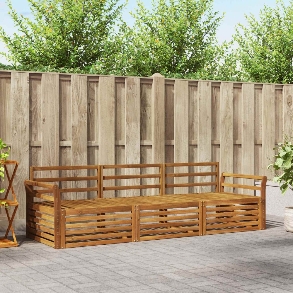 vidaXL Σειρά Καναπέ Εξωτερικού 3 τμχ. Φυσικό Στερεό Ξύλο Ακακίας