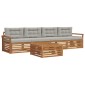 vidaXL Σειρά Καναπέ Εξωτερικού 5 τμχ. Φυσικό και Ανοιχτό Γκρι