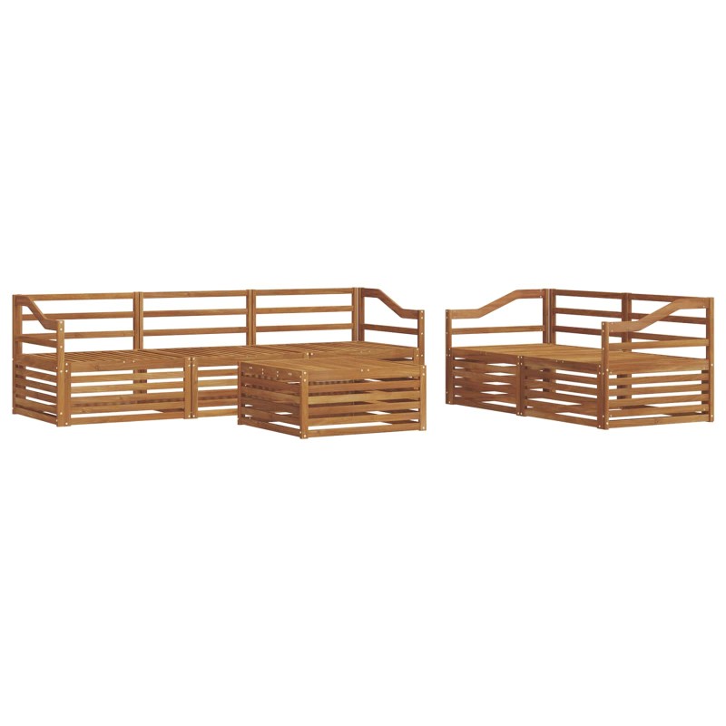 vidaXL Σειρά Καναπέ Εξωτερικού 6 τμχ. Φυσικό Στερεό Ξύλο Ακακίας