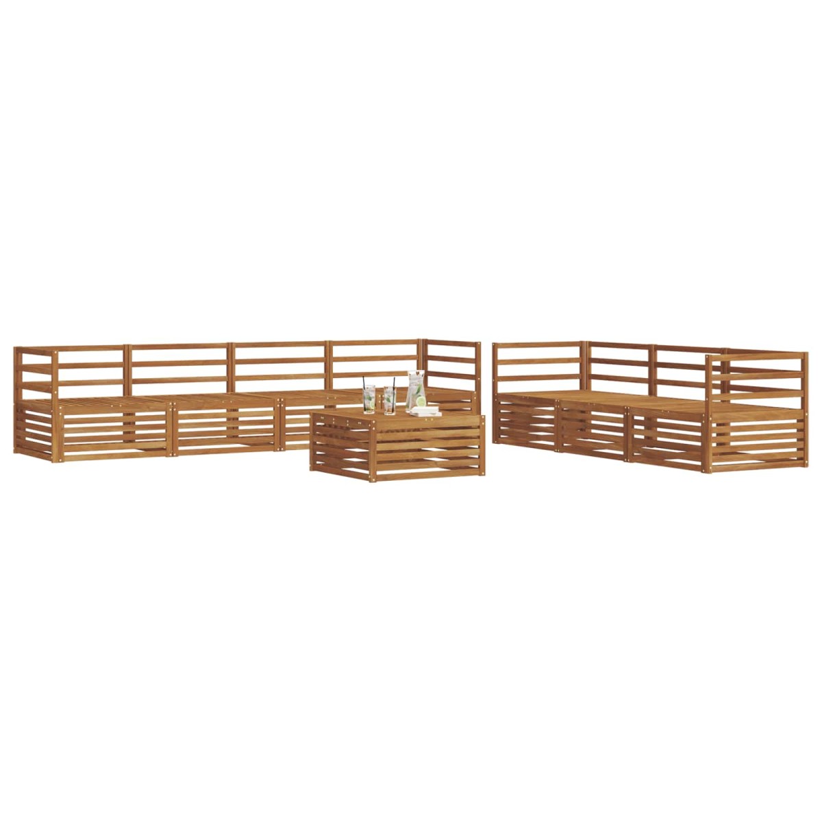vidaXL Σειρά Καναπέ Εξωτερικού 8 τμχ. Φυσικό Στερεό Ξύλο Ακακίας