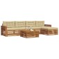 vidaXL Σειρά Καναπέ Εξωτερικού 6 τμχ. Φυσικό και Μπεζ