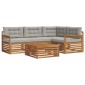 vidaXL Σειρά Καναπέ Εξωτερικού 5 τμχ. Φυσικό και Ανοιχτό Γκρι