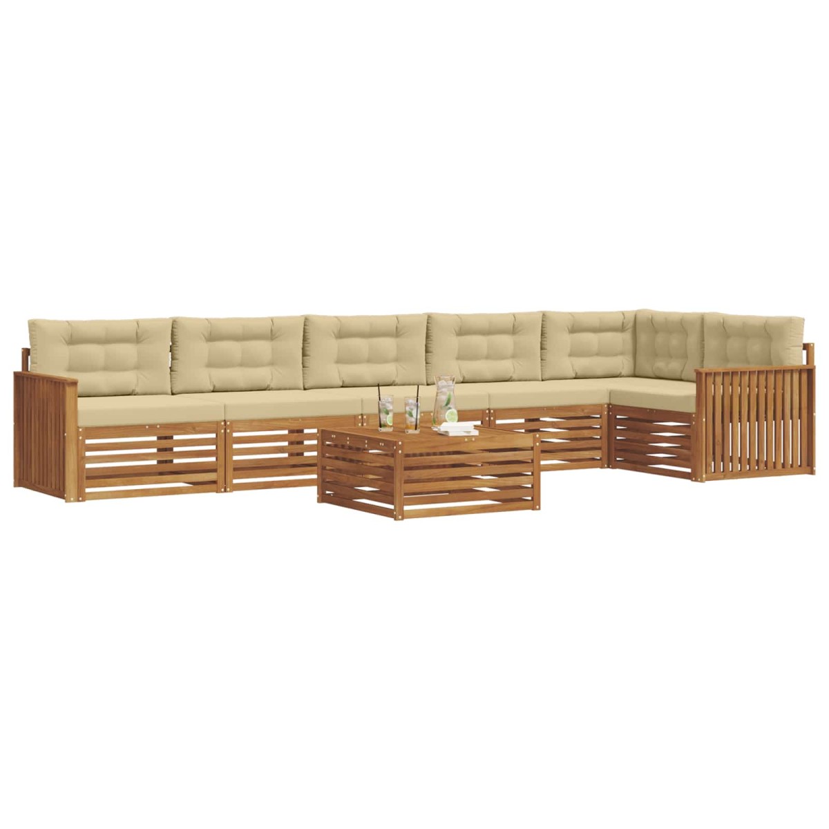 vidaXL Σειρά Καναπέ Εξωτερικού 7 τμχ. Φυσικό και Μπεζ