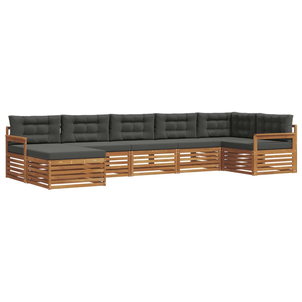 vidaXL Σειρά Καναπέ Εξωτερικού 7 τμχ. Φυσικό και Ανθρακί