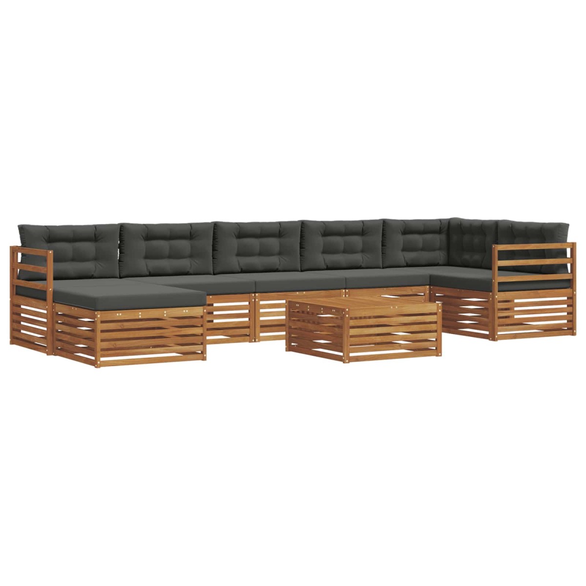 vidaXL Σειρά Καναπέ Εξωτερικού 8 τμχ. Φυσικό και Ανθρακί
