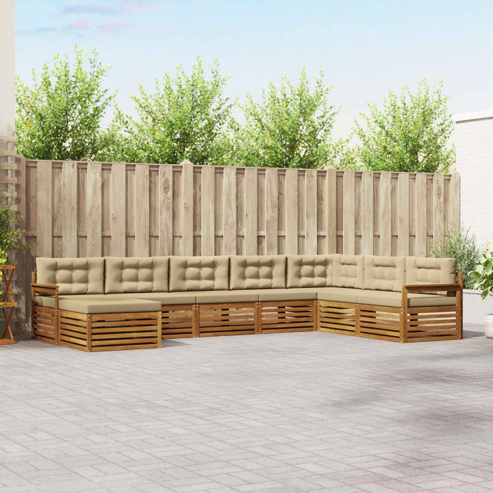 vidaXL Σειρά Καναπέ Εξωτερικού 8 τμχ. Φυσικό και Μπεζ