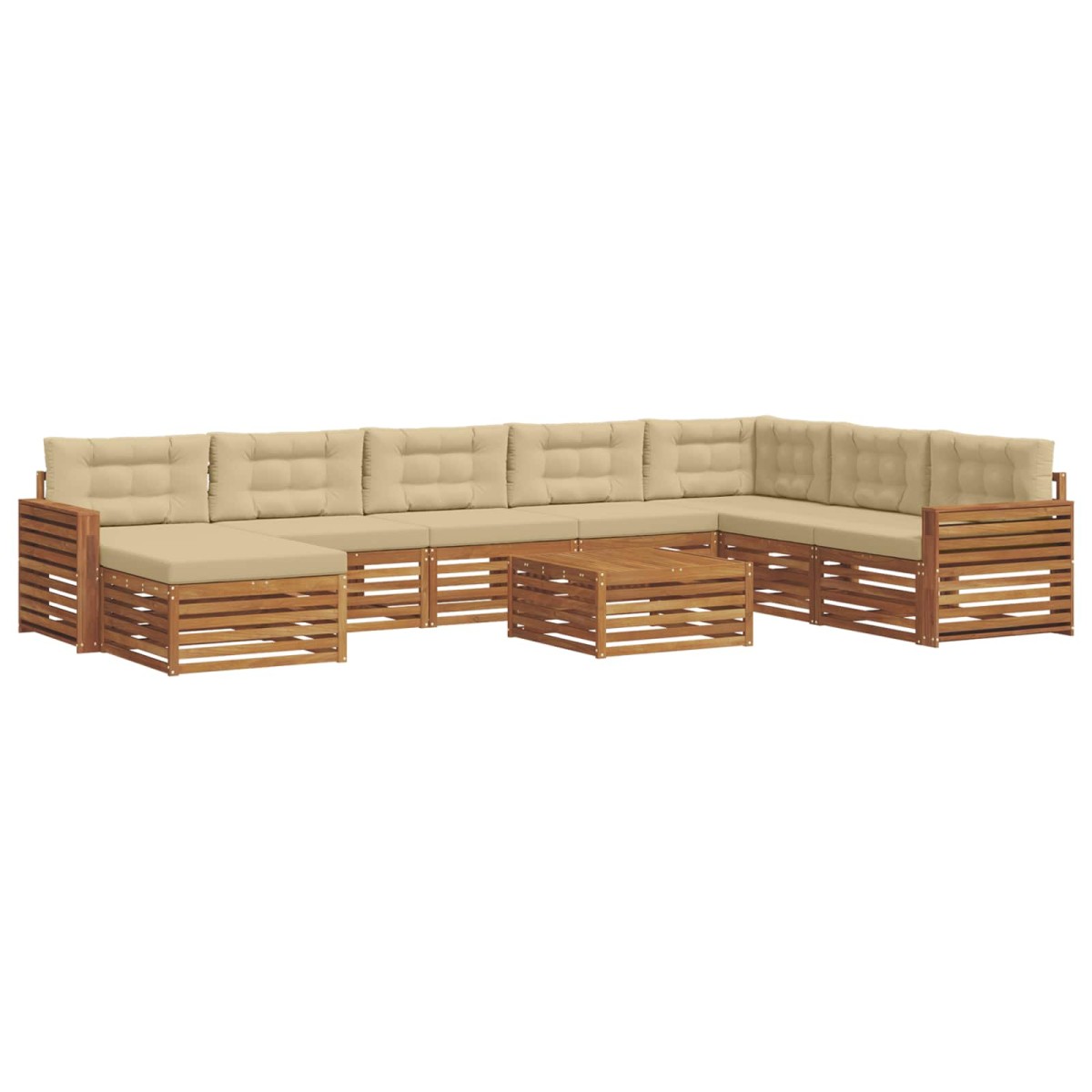 vidaXL Σειρά Καναπέ Εξωτερικού 9 τμχ. Φυσικό και Μπεζ