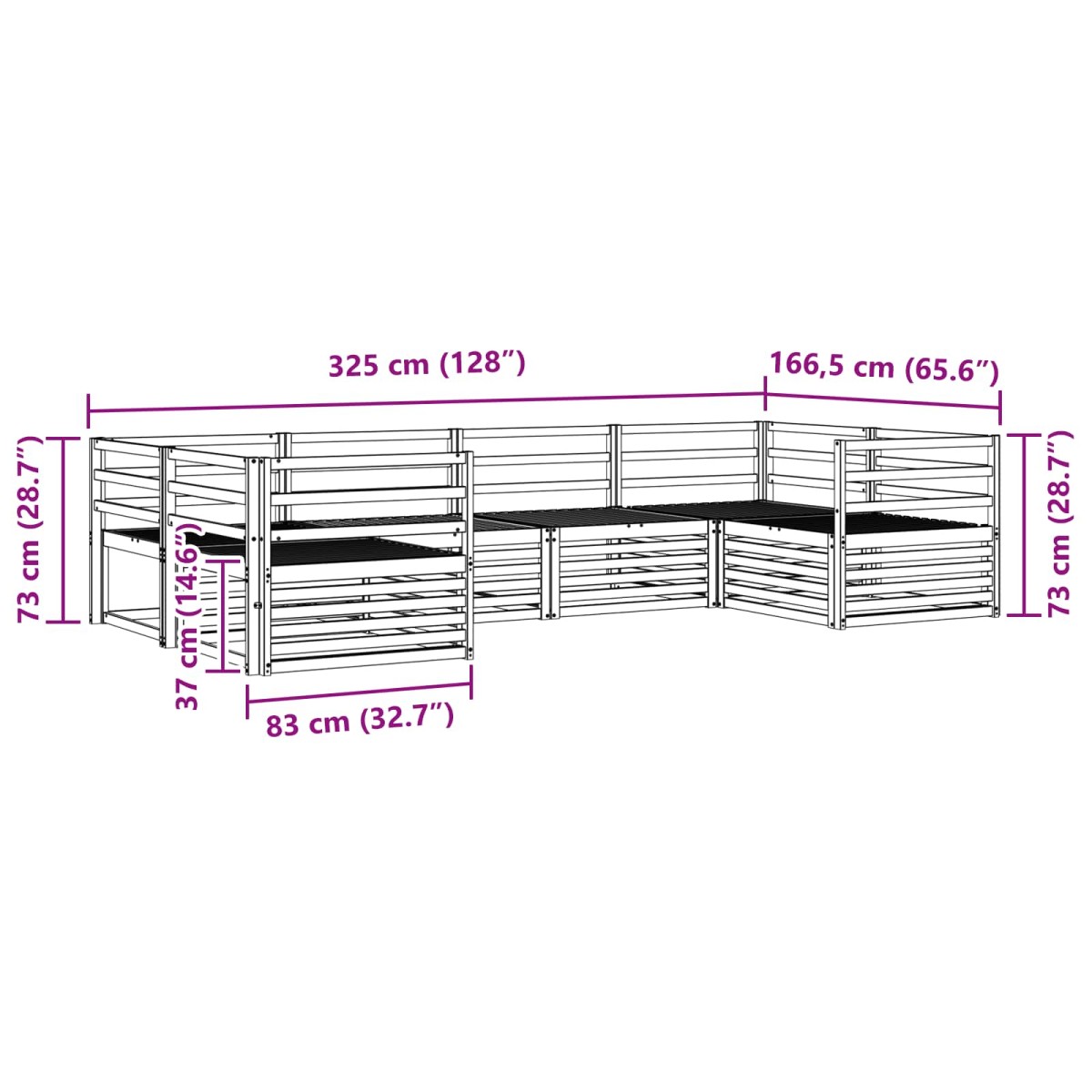 vidaXL Σειρά Καναπέ Εξωτερικού 6 τμχ. Φυσικό Στερεό Ξύλο Ακακίας