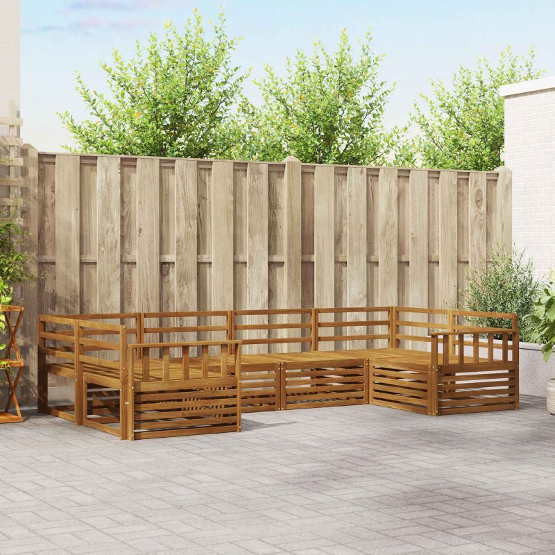 vidaXL Σειρά Καναπέ Εξωτερικού 6 τμχ. Φυσικό Στερεό Ξύλο Ακακίας