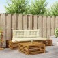 vidaXL 4 τμχ. Σειρά Καναπέ Εξωτερικού Φυσικό και Κρέμα