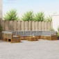 vidaXL Σετ Καναπέ 11 τμχ. Φυσικό και Ανοιχτό Γκρι Στερεό Ξύλο Ακακίας