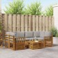 vidaXL Σειρά Καναπέ Εξωτερικού 7 τμχ. Φυσικό και Ανοιχτό Γκρι