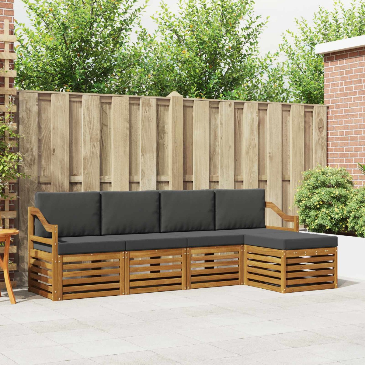 vidaXL Σειρά Καναπέ Εξωτερικού 5 τμχ. Φυσικό και Ανθρακί