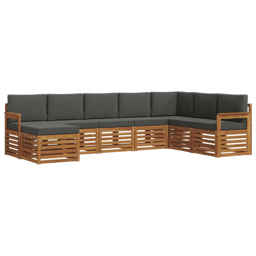vidaXL Σειρά Καναπέ Εξωτερικού 8 τμχ. Φυσικό και Ανθρακί