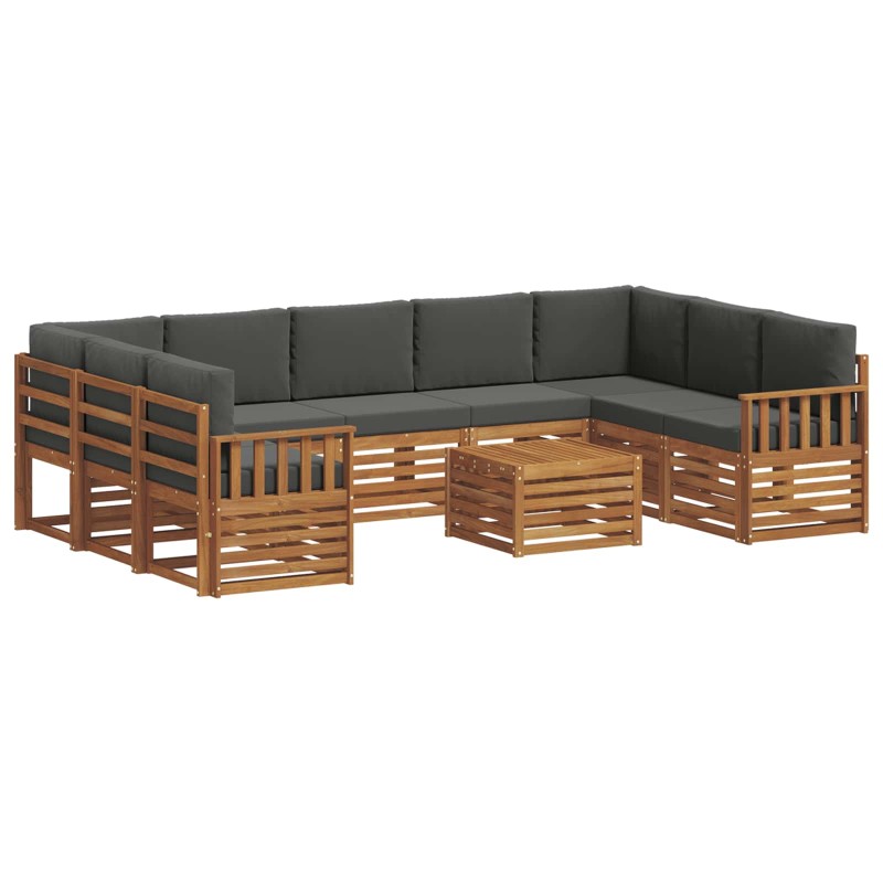 vidaXL Σειρά Καναπέ Εξωτερικού 10 τμχ. Φυσικό και Ανθρακί