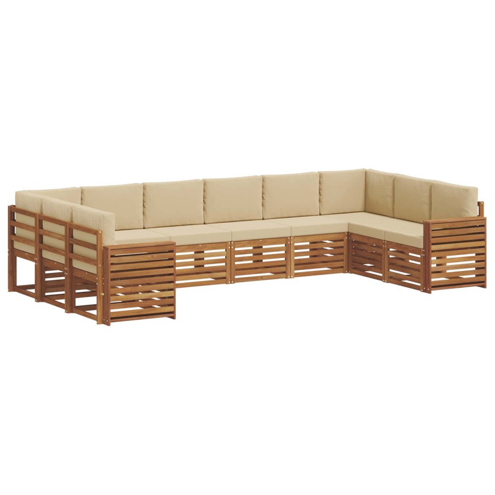 vidaXL Σειρά Καναπέ Εξωτερικού 10 τμχ. Φυσικό και Μπεζ