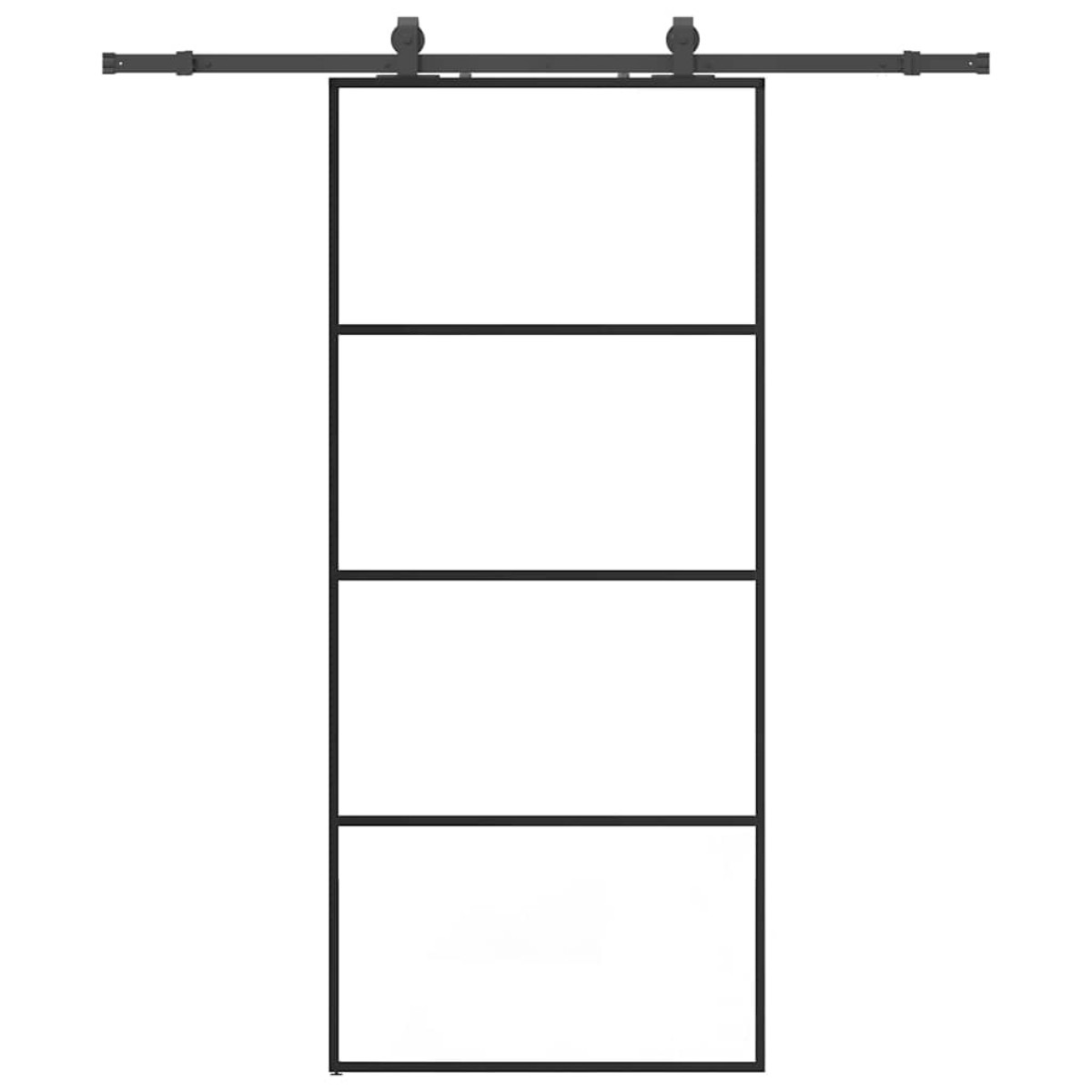 vidaXL Συρόμενη Πόρτα με Μηχανισμό Μαύρο 90x205 εκ. Γυαλί ESG