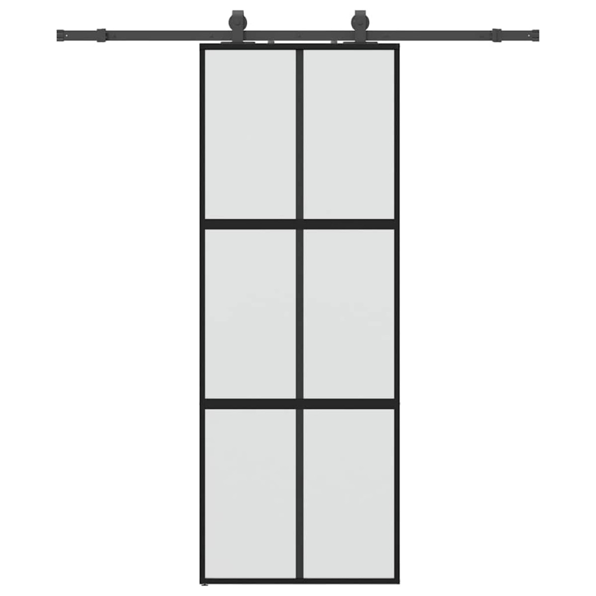 vidaXL Συρόμενη πόρτα με σετ υλικού Μαύρο 76x205 cm γυαλί μετριασμένο