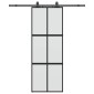 vidaXL Συρόμενη πόρτα με σετ υλικού Μαύρο 76x205 cm γυαλί μετριασμένο