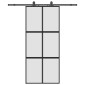 vidaXL Συρόμενη πόρτα με σετ υλικού Μαύρο 90x205 cm γυαλί μετριασμένο