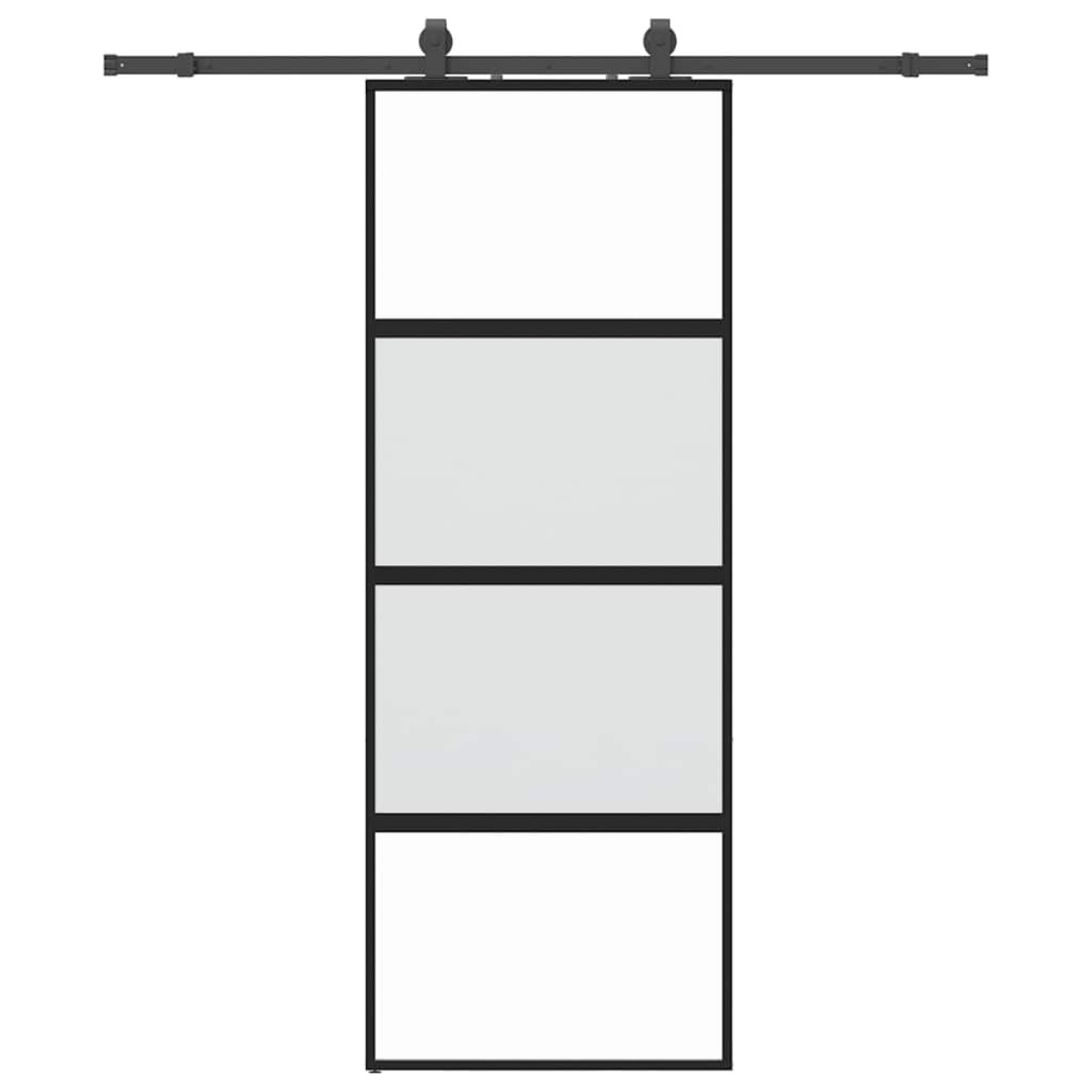 vidaXL Συρόμενη πόρτα με σετ υλικού Μαύρο 76x205 cm γυαλί μετριασμένο