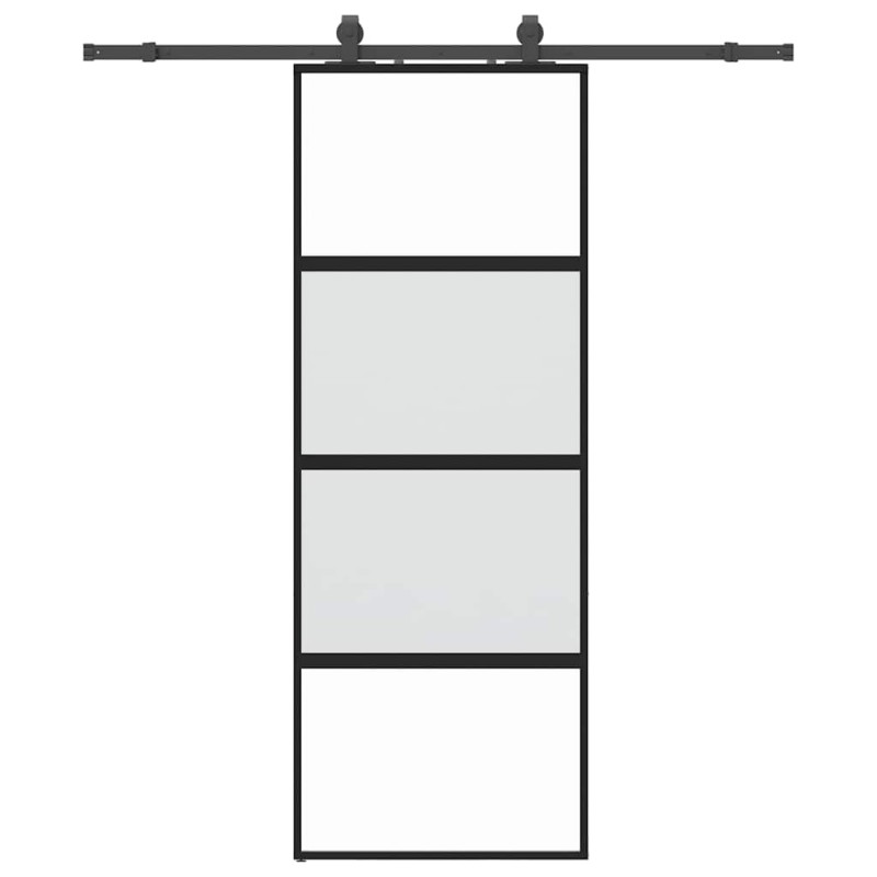 vidaXL Συρόμενη πόρτα με σετ υλικού Μαύρο 76x205 cm γυαλί μετριασμένο