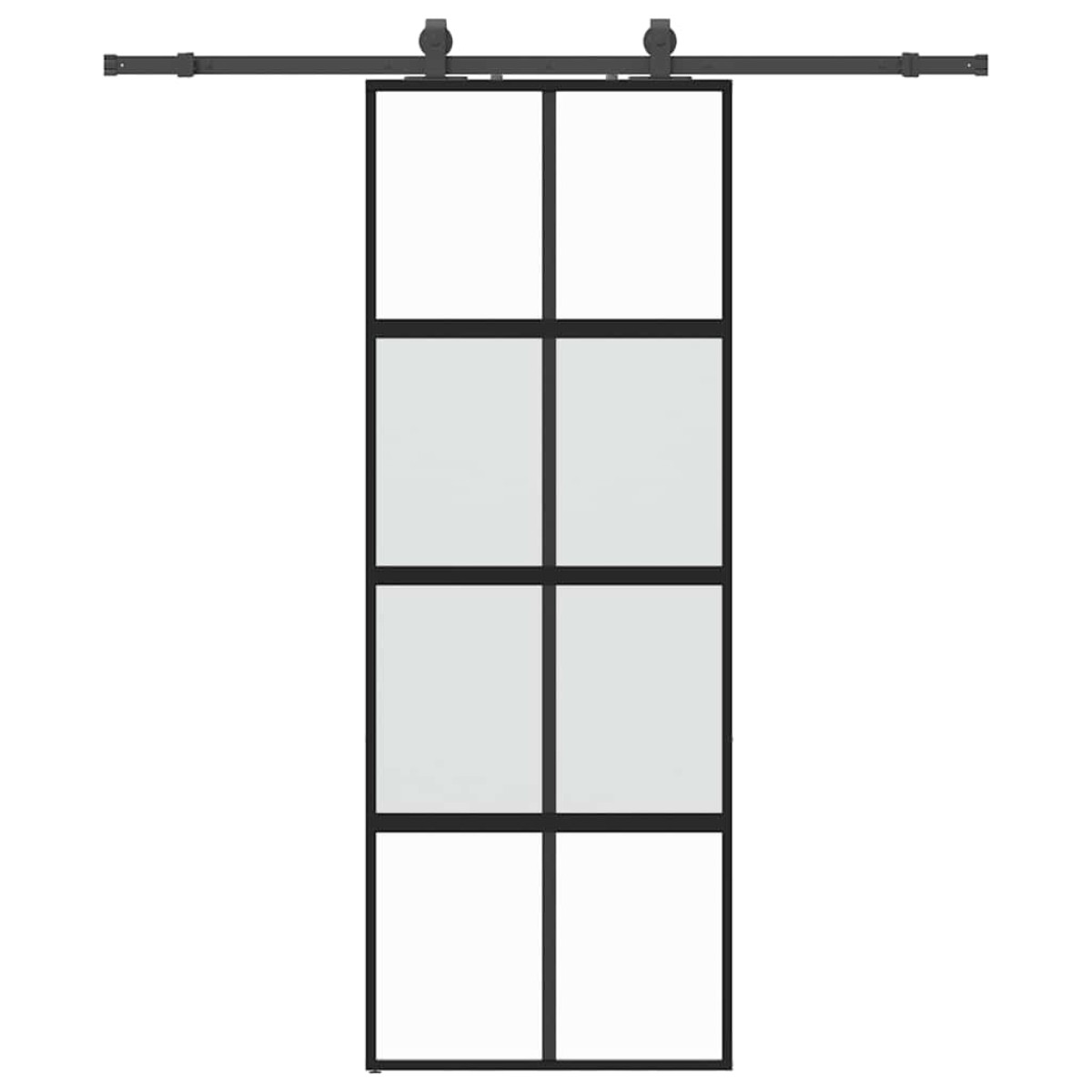 vidaXL Συρόμενη πόρτα με σετ υλικού Μαύρο 76x205 cm γυαλί μετριασμένο