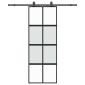vidaXL Συρόμενη πόρτα με σετ υλικού Μαύρο 76x205 cm γυαλί μετριασμένο