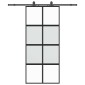 vidaXL Συρόμενη πόρτα με σετ υλικού Μαύρο 90x205 cm γυαλί μετριασμένο