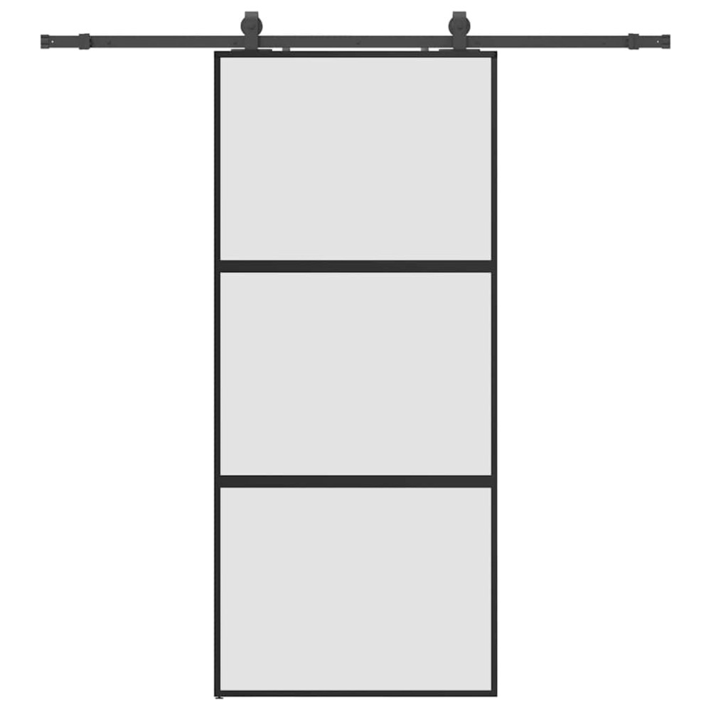 vidaXL Συρόμενη πόρτα με σετ υλικού Μαύρο 90x205 cm γυαλί μετριασμένο