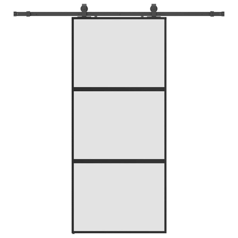 vidaXL Συρόμενη πόρτα με σετ υλικού Μαύρο 90x205 cm γυαλί μετριασμένο