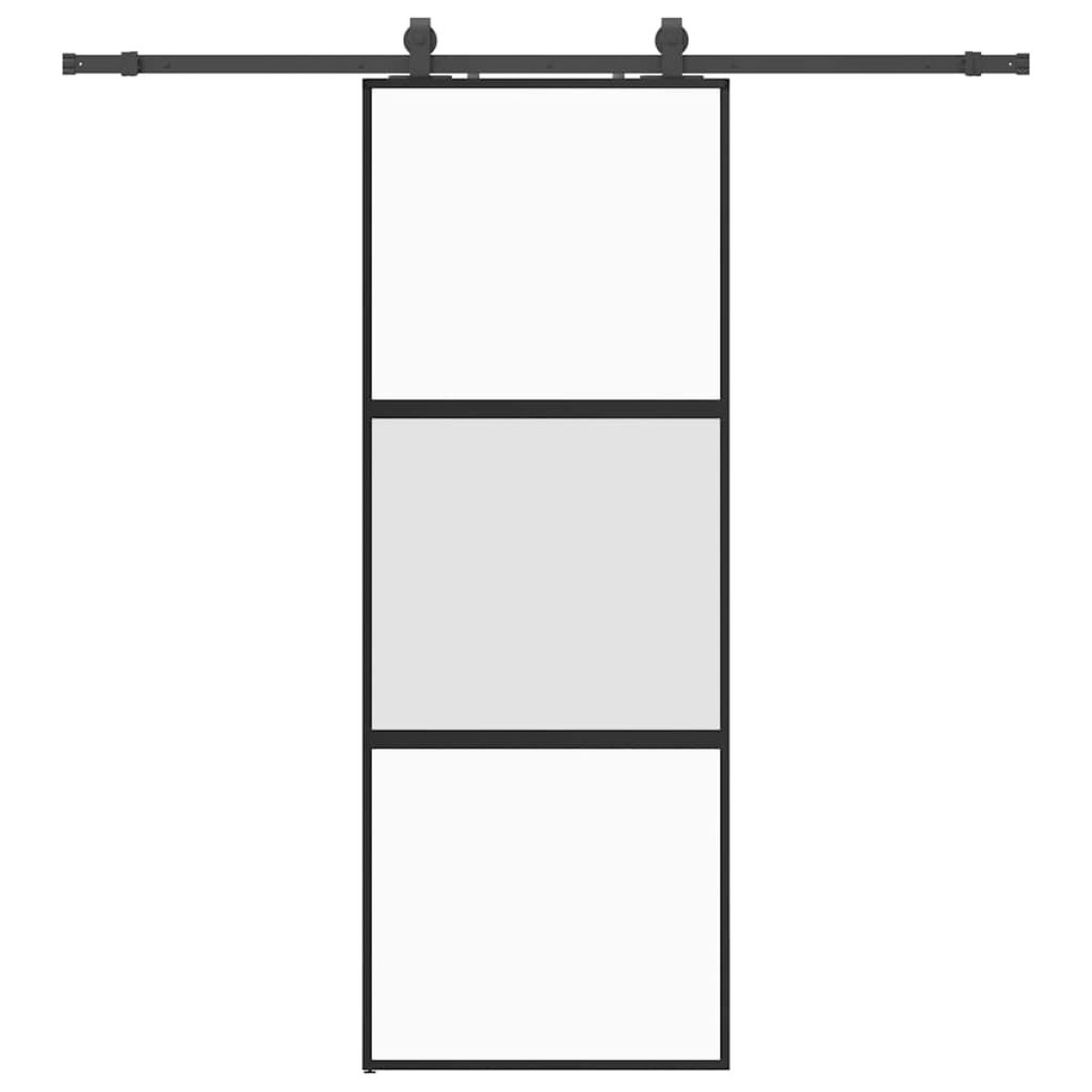 vidaXL Συρόμενη πόρτα με σετ υλικού Μαύρο 76x205 cm γυαλί μετριασμένο