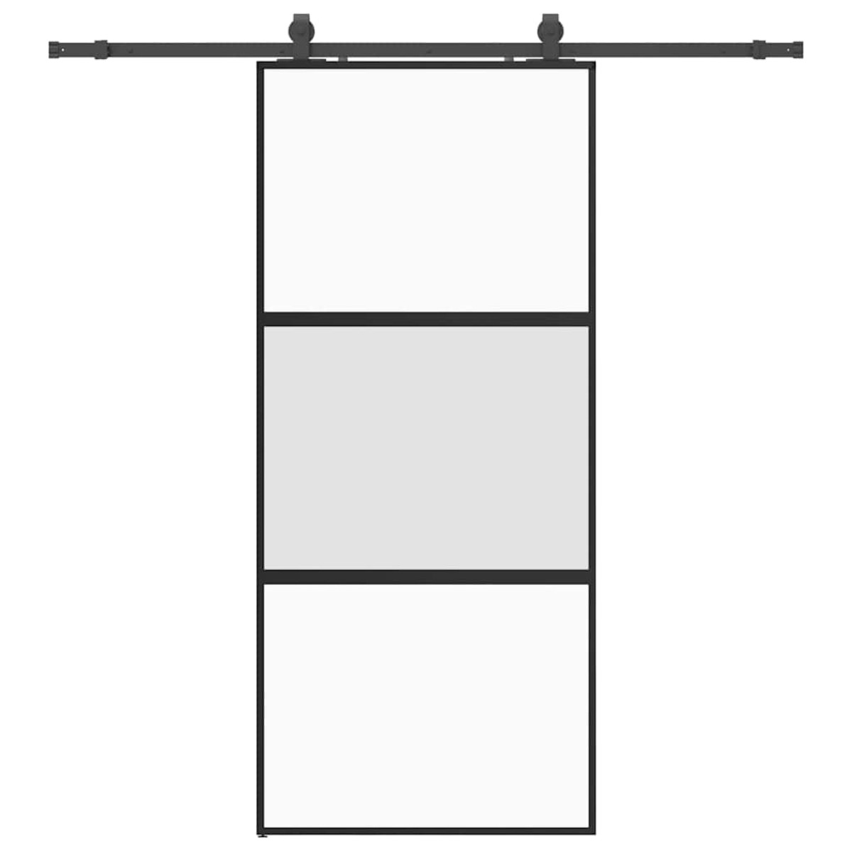 vidaXL Συρόμενη πόρτα με σετ υλικού Μαύρο 90x205 cm γυαλί μετριασμένο