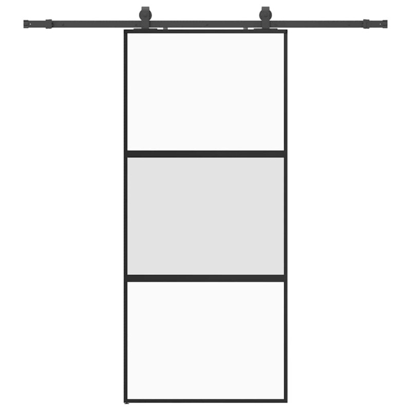 vidaXL Συρόμενη πόρτα με σετ υλικού Μαύρο 90x205 cm γυαλί μετριασμένο