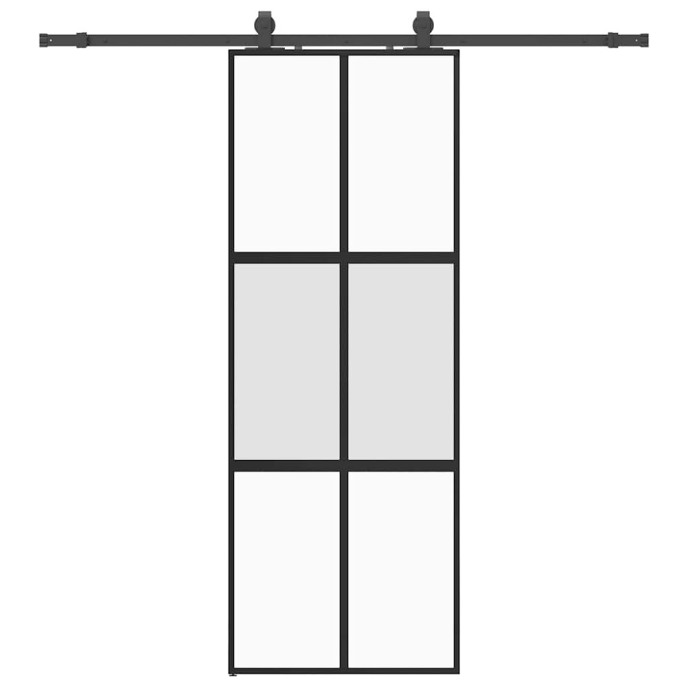 vidaXL Συρόμενη πόρτα με σετ υλικού Μαύρο 76x205 cm γυαλί μετριασμένο