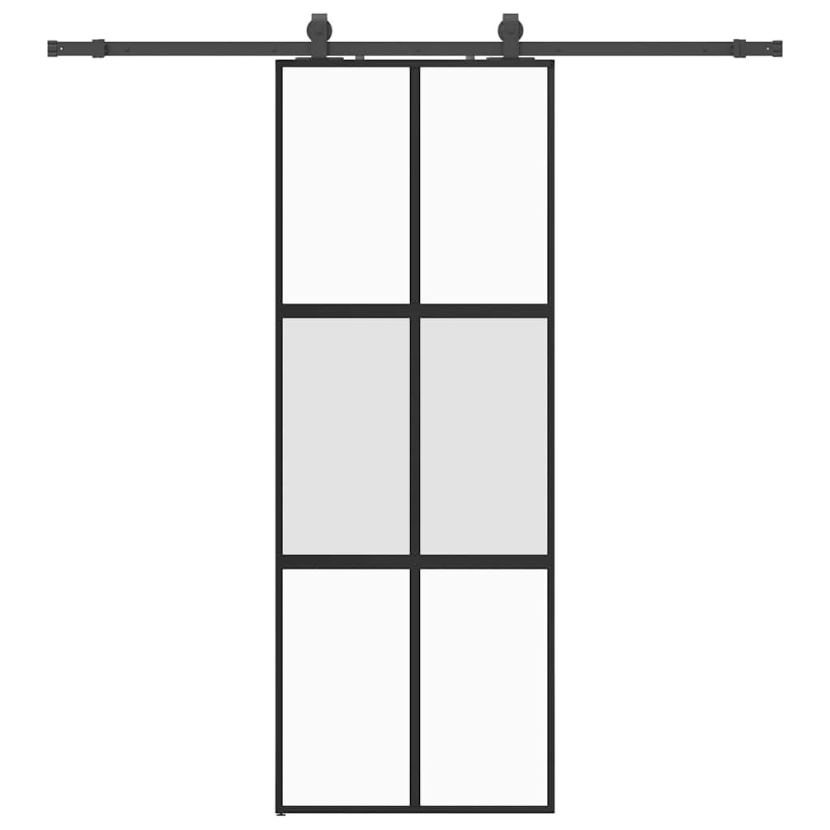 vidaXL Συρόμενη πόρτα με σετ υλικού Μαύρο 76x205 cm γυαλί μετριασμένο